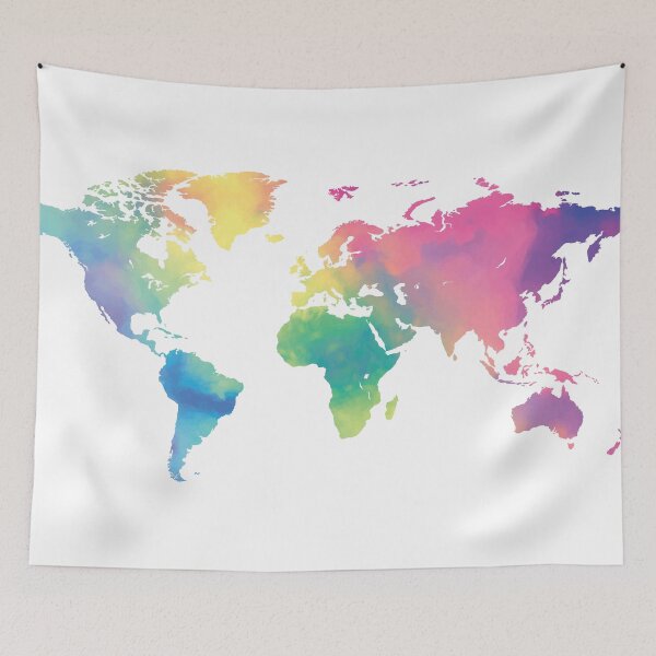 Item preview, Map of the World Map Watercolor designed and sold by MalikaBela.