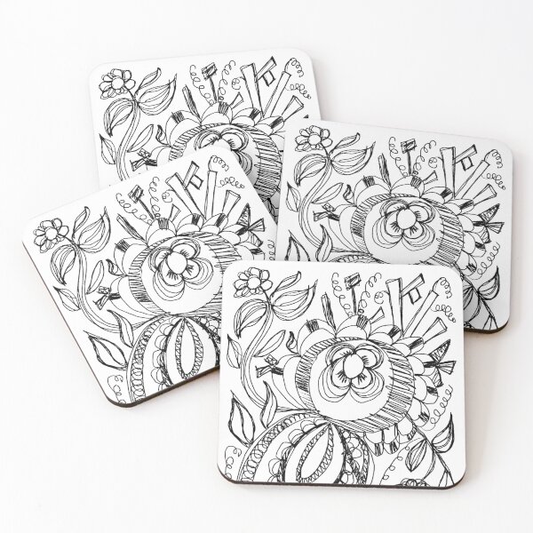 Item preview, Linear floral ink art designed and sold by ThreeDotsDesign.