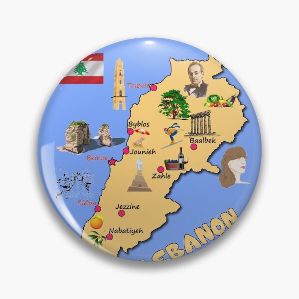 Item preview, Lebanon map, major cities names flag Lebanese national symbols and landmarks   designed and sold by mashmosh.