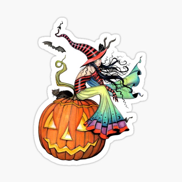 Item preview, One Giant Pumpkin Halloween Witch and Cat designed and sold by Molly  Harrison.