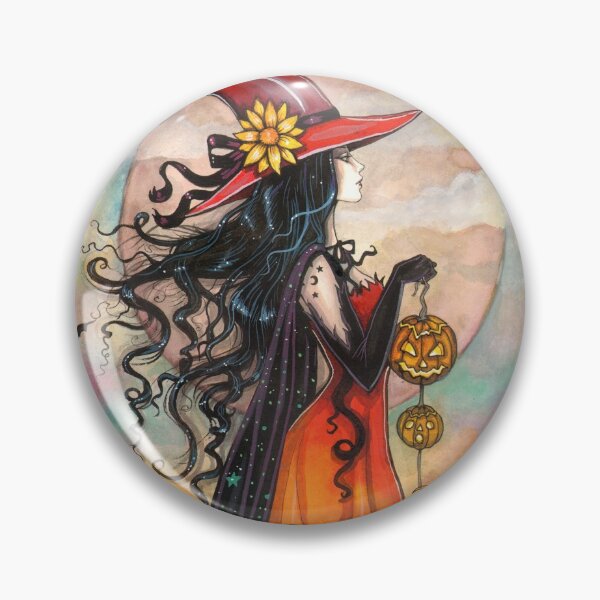Item preview, Witch Way Halloween Witch and Black Cat Fantasy Art designed and sold by Molly  Harrison.