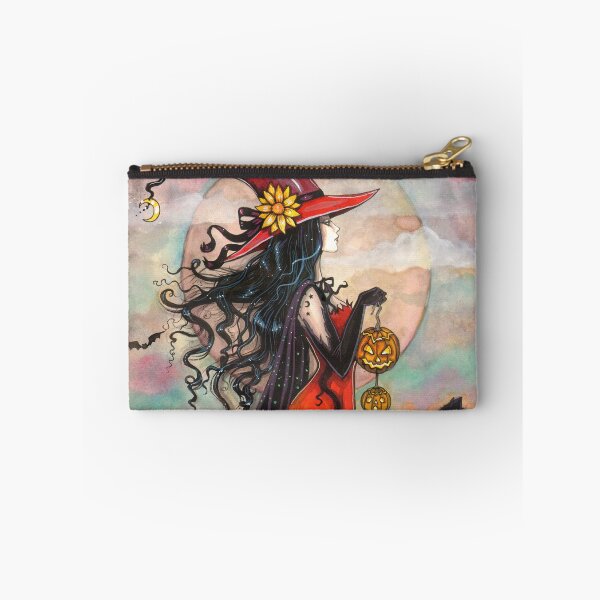 Item preview, Witch Way Halloween Witch and Black Cat Fantasy Art designed and sold by Molly  Harrison.