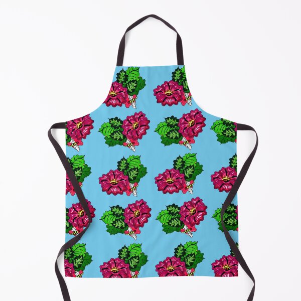Item preview, Great Aunt Milda Floral Print with a Bee, done in magic marker Coordinate Print, blue background designed and sold by Sharon Schwalbe.