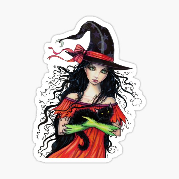 Item preview, Autumn Mischief Halloween Witch and Black Cat designed and sold by Molly  Harrison.
