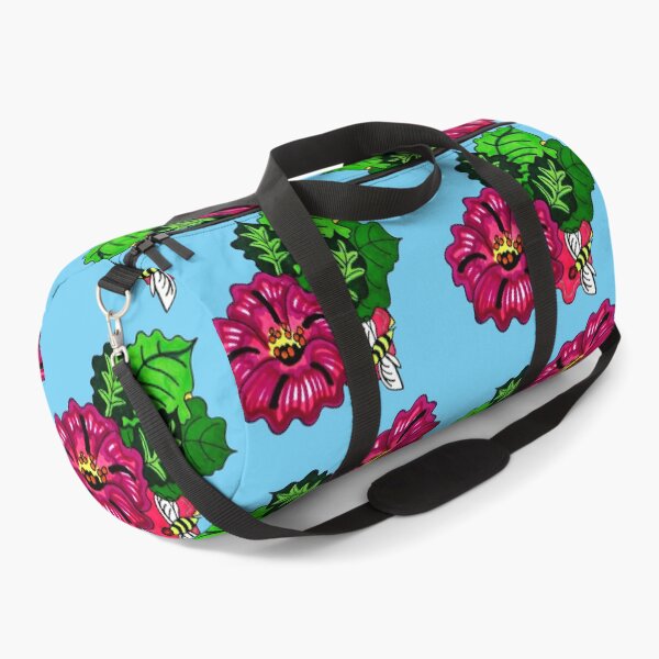 Item preview, Great Aunt Milda Floral Print with a Bee, done in magic marker Coordinate Print, blue background designed and sold by Sharon Schwalbe.