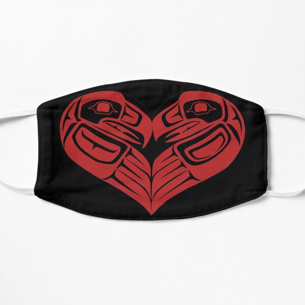Lovebirds, Valentines Day, Alaska PNW art, Eagle and Raven Flat Mask