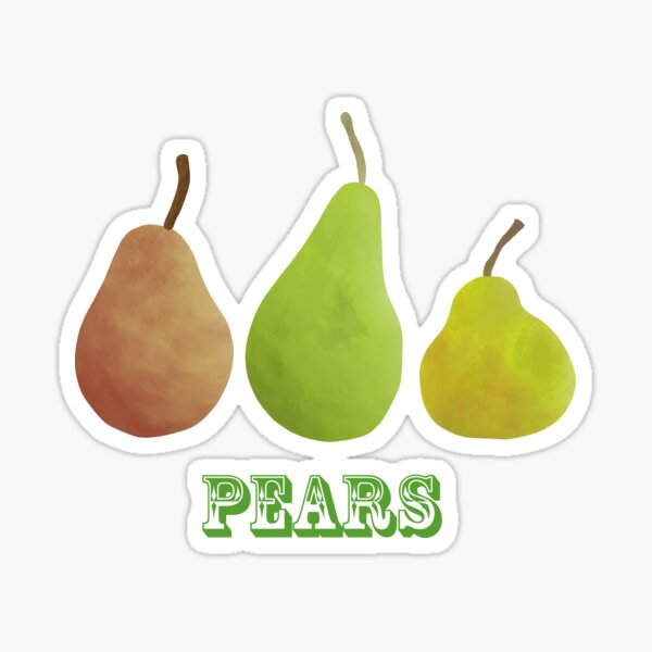 Three Pears. Two green and one red. Sticker