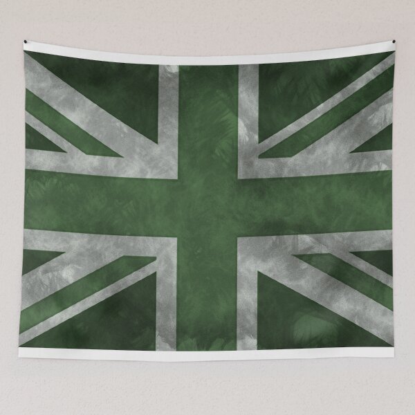 Aperçu de l'œuvre Union Jack en détresse verte créée et vendue par pjmorley.