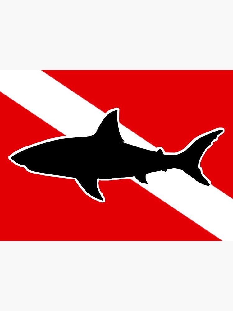Diving flag with a shark Art Print for Sale by nikkimwilks