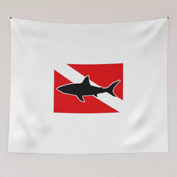 Item preview, Diving flag with a shark designed and sold by nikkimwilks.