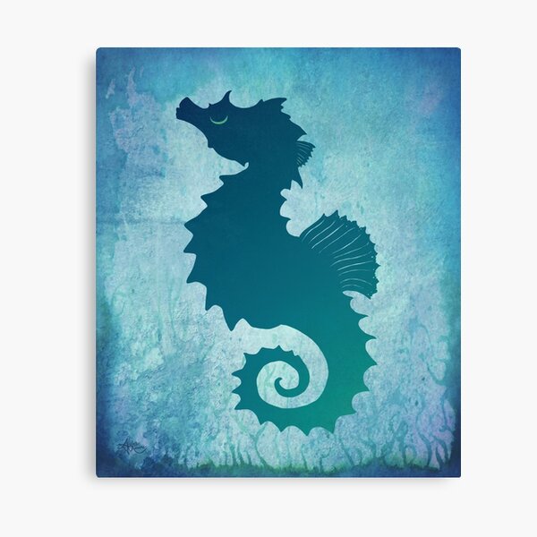 "Seahorse of a Different Color" by Amber Marine ~ sea life mixed media art, © 2016 Canvas Print