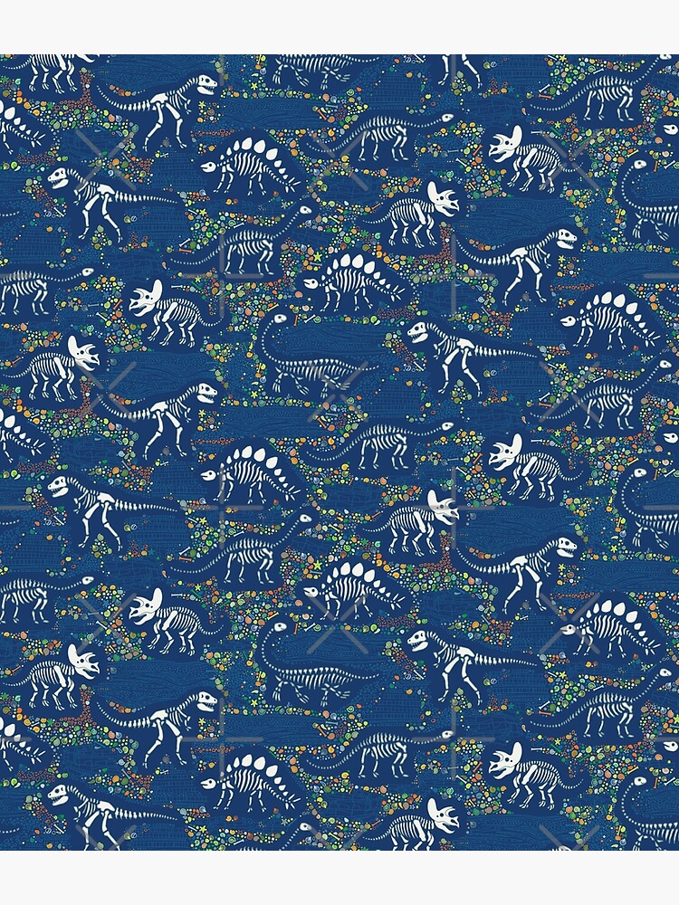 Dinosaur Fossils - Blue - Fun graphic pattern by Cecca Designs by Cecca-Designs