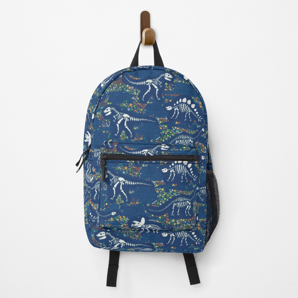 Dinosaur Fossils - Blue - Fun graphic pattern by Cecca Designs Backpack