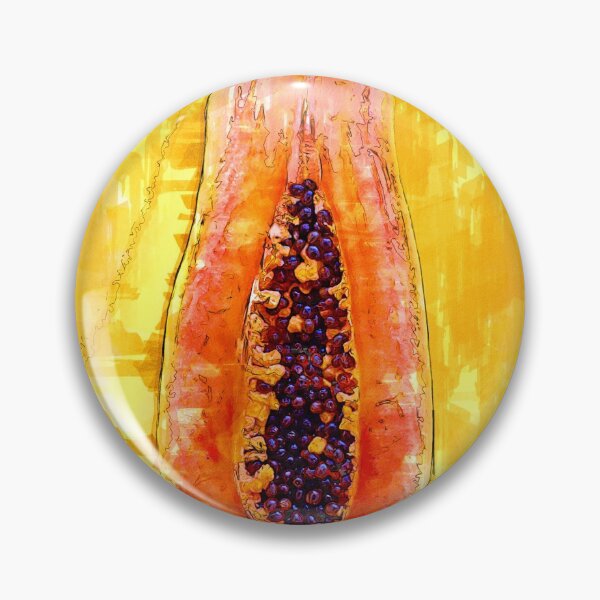 Item preview, Half-Cut Papaya or Pawpaw Yellow Background - For Fruit Lovers. designed and sold by ColortrixArt.