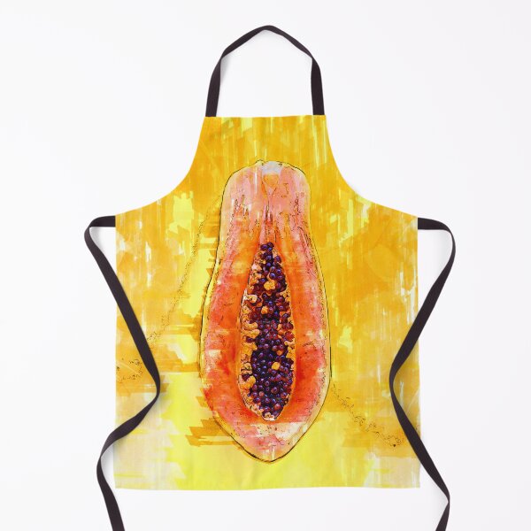 Item preview, Half-Cut Papaya or Pawpaw Yellow Background - For Fruit Lovers. designed and sold by ColortrixArt.