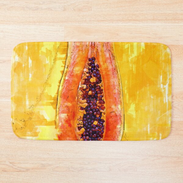 Item preview, Half-Cut Papaya or Pawpaw Yellow Background - For Fruit Lovers. designed and sold by ColortrixArt.