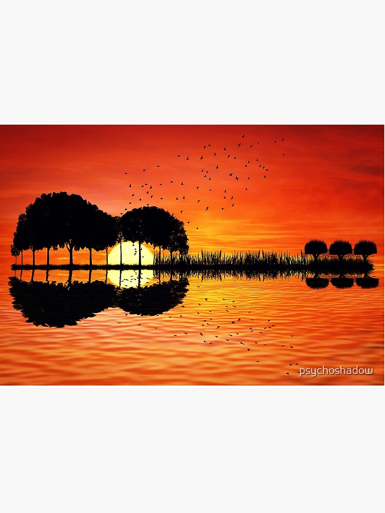 guitar island sunset by psychoshadow