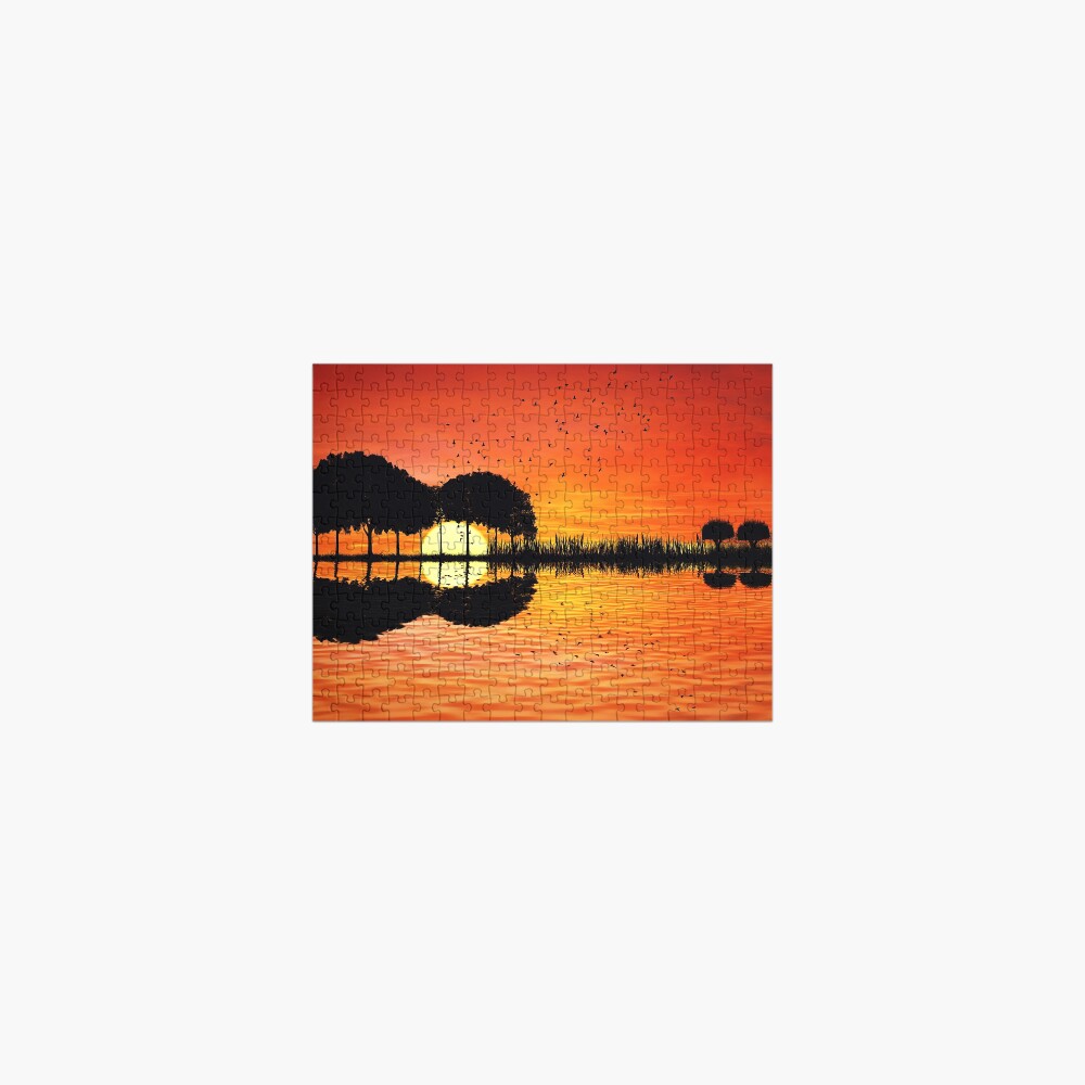 guitar island sunset Jigsaw Puzzle