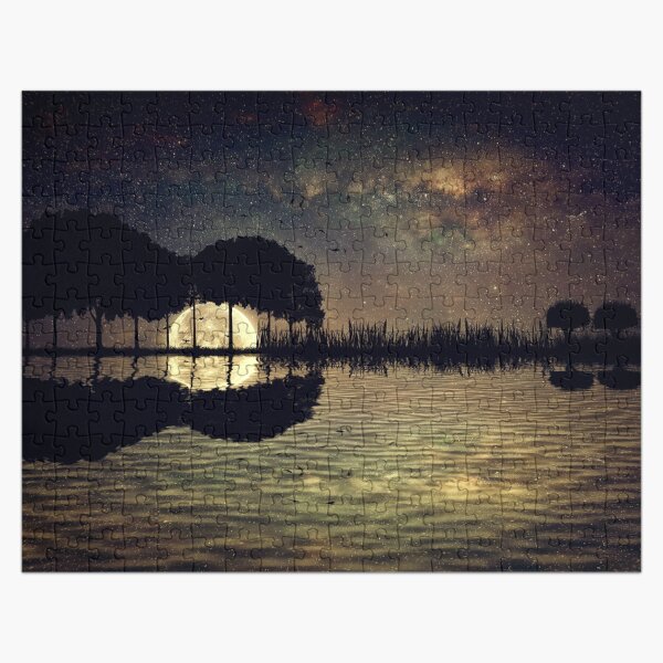 guitar island moonlight Jigsaw Puzzle