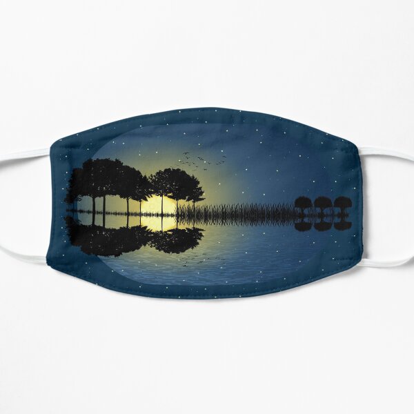 guitar island moonlight illustration Flat Mask