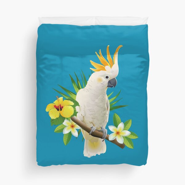 White cockatoo tropical parrot Duvet Cover