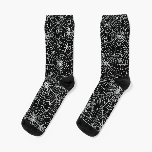 Halloween Spider Web Socks Pantyhose Black Big Skull Adult Socks