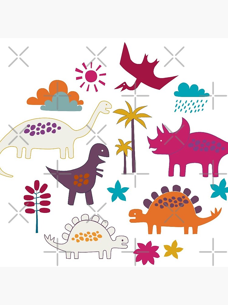 Dinosaur Land - Sunshine Brights - cute Dino pattern by Cecca Designs by Cecca-Designs