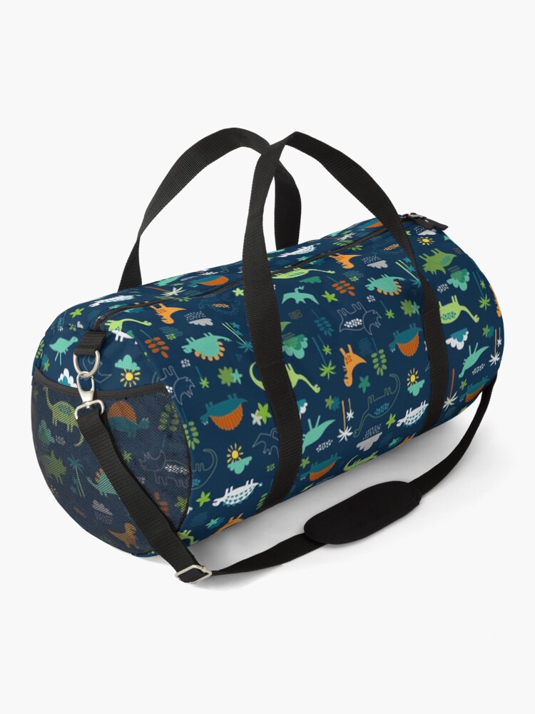 Alternate view of Dinosaur Land - cute Dino pattern by Cecca Designs Duffle Bag
