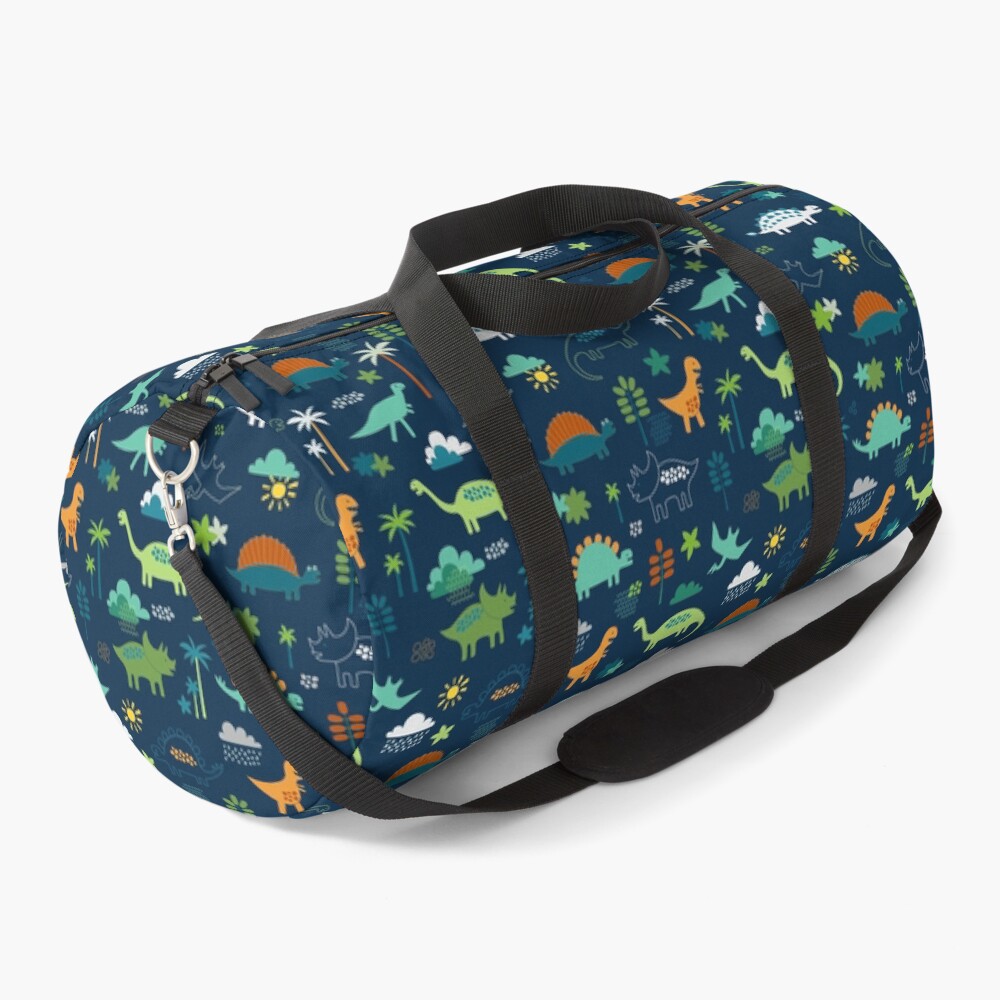 Dinosaur Land - cute Dino pattern by Cecca Designs Duffle Bag