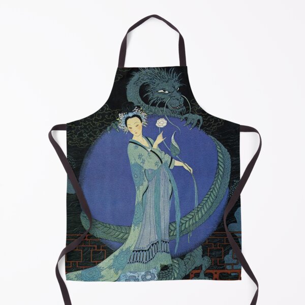 Item preview, TURANDOT ,CHINESE PRINCESS ,WHITE ROSE AND DRAGON Blue Black Hues designed and sold by BulganLumini.