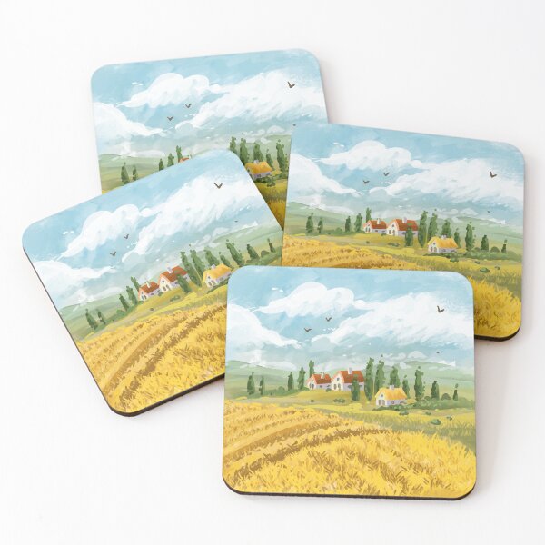 Item preview, Watercolor Farm Countryside Landscape designed and sold by Vector Scout Lab.