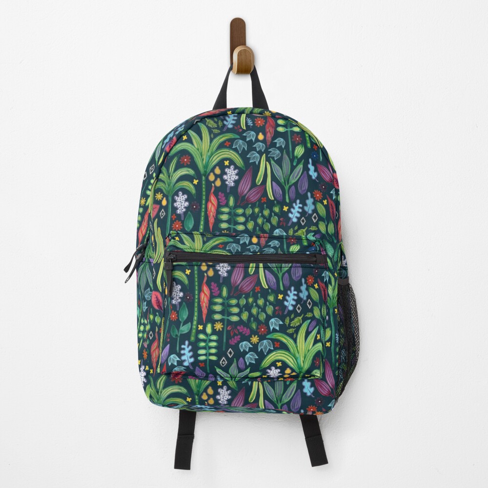 Jungle Flora - watercolour pattern by Cecca Designs Backpack