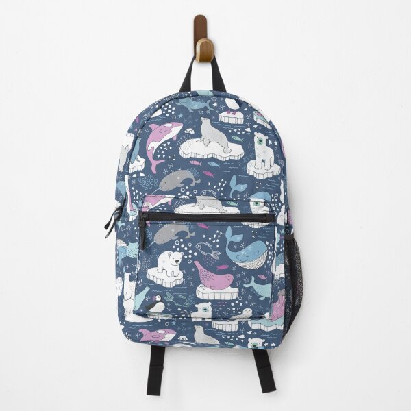Vista previa del artículo con la obra «Icebergs de animales árticos - azul y rosa - patrón divertido de Cecca Designs», diseñado y vendido por Cecca-Designs.