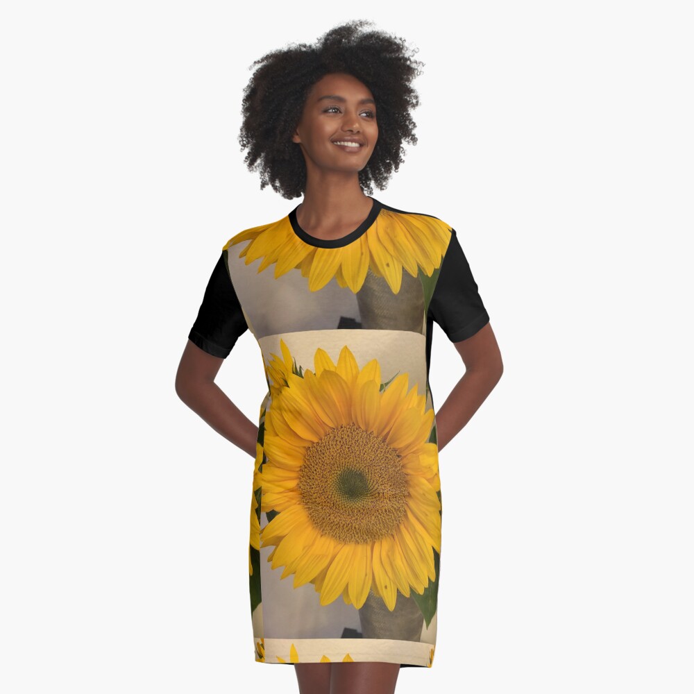 Sunflower, Yellow flower, Sunflower mask Graphic T-Shirt Dress
