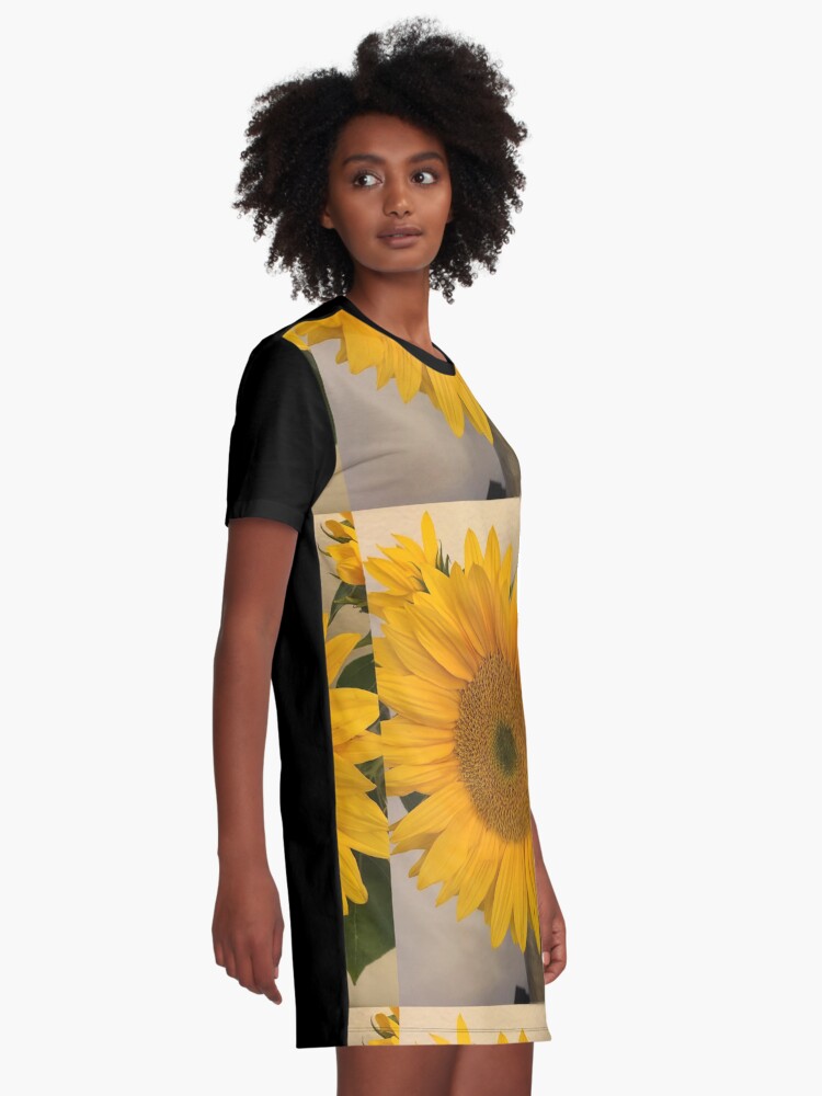 Alternate view of Sunflower, Yellow flower, Sunflower mask Graphic T-Shirt Dress