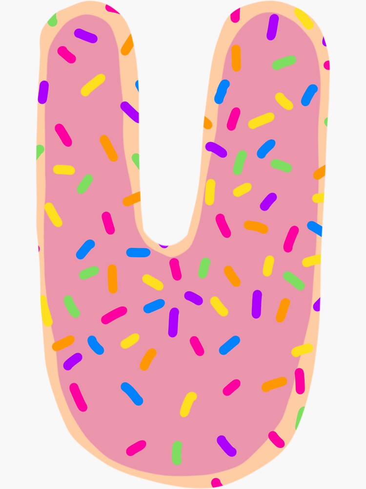 "Sprinkle Donut Letter U" Sticker for Sale by Royaaart Redbubble