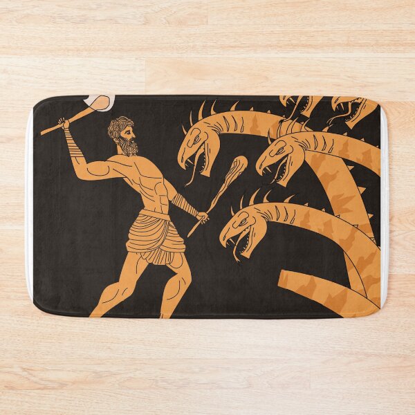 Item preview, black and orange ceramic with hercules fighting the hydra designed and sold by matintheworld ( delcarmat ).