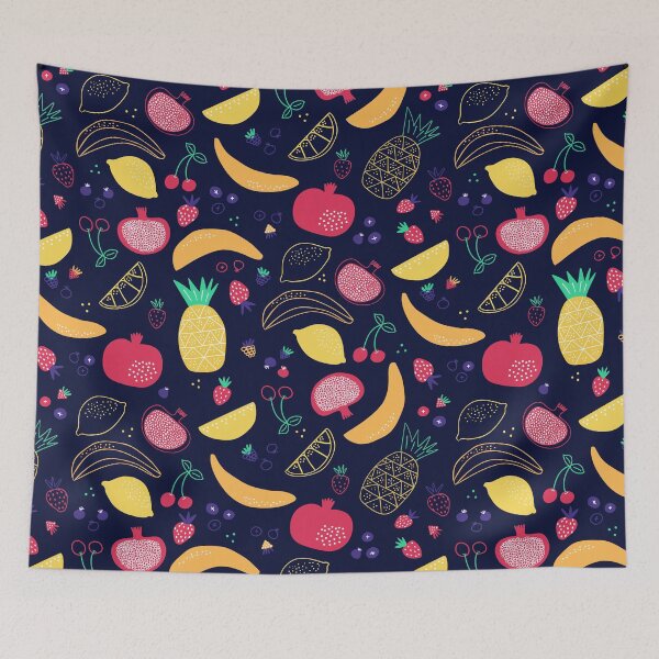 Aperçu de l'œuvre Motif décoratif de punch aux fruits rétro de minuit créée et vendue par Gabriela Simon.
