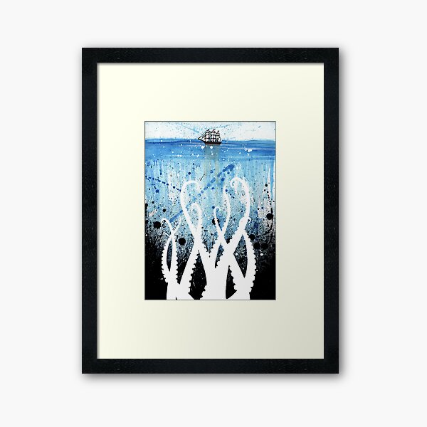 Kraken Watercolor Framed Art Print