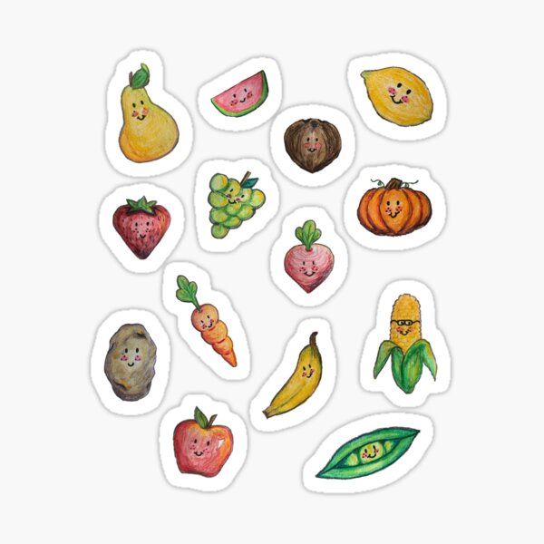 Item preview, Fruit and Veg Mini stickers designed and sold by DaughertyDraws.