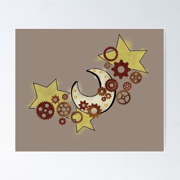 Item preview, Gearpunk Moon and Stars designed and sold by SuspendedDreams.