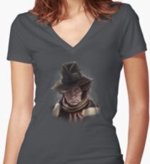 Fourth Doctor - Tom Baker Women's Fitted V-Neck T-Shirt
