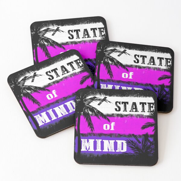 Item preview, State of mind – believe it and you will see it. Lifes a beach – inspirational pink palms & purple spray surf art  designed and sold by originalsusie.