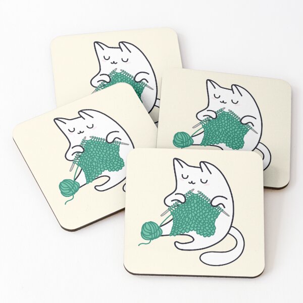 Item preview, Knitting Cat Green designed and sold by little  ochre.