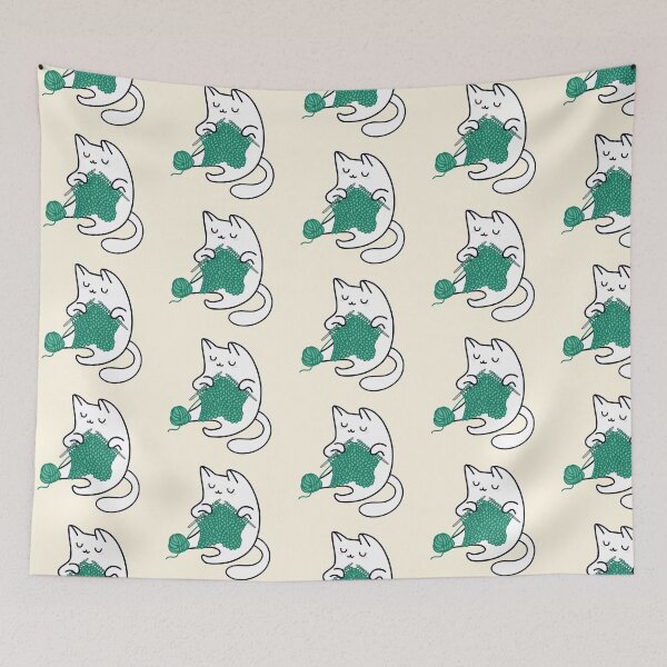 Item preview, Knitting Cat Green designed and sold by little  ochre.