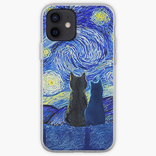 Cats and Starry Night iPhone Soft Case