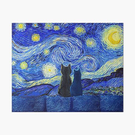 Cats and Starry Night Art Board Print