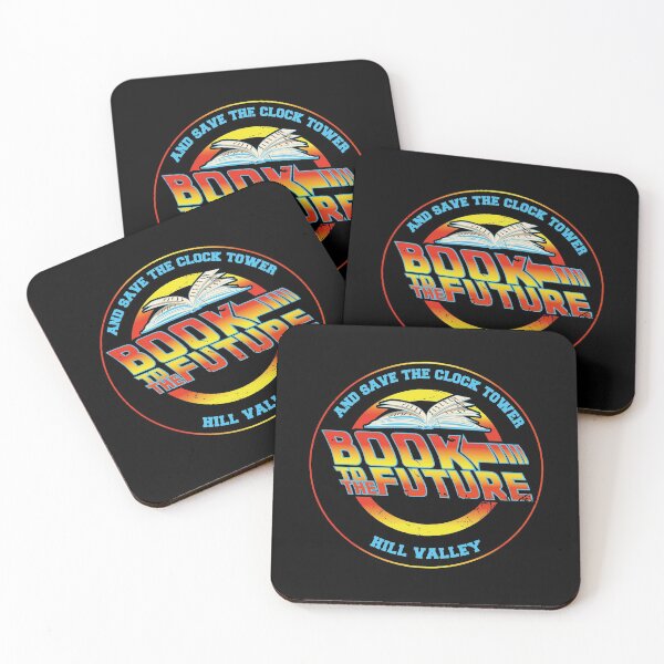 Book to The Future and Save The Clock Tower - Hill Valley Mc Fly and Dr. Brown Coasters (Set of 4)