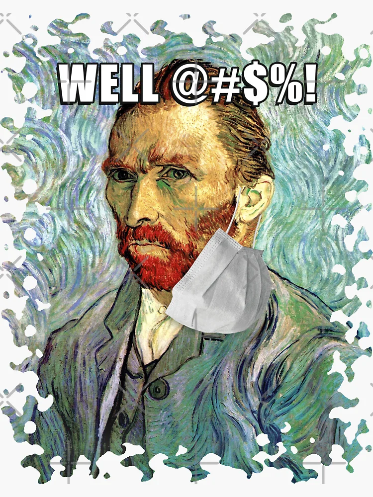 Funny Flu Season Van Gogh Self Portrait With Mask Hanging Off Ear Spoof Sticker for Sale by Jeffest Redbubble