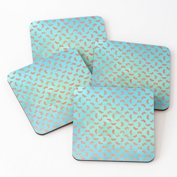 Item preview, Orange Butterflies on a Blue Watercolor Background designed and sold by SeaStories88.